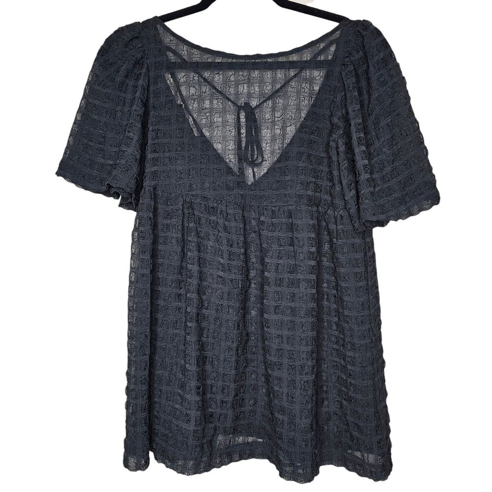 Urban Outfitters XS Black Top Sheer Mesh Babydoll Whimsigoth Fairy Grunge